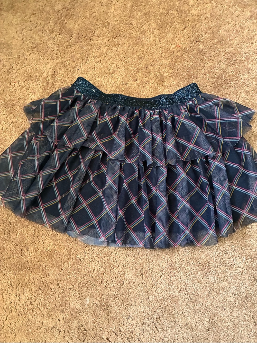 Grace Black Plaid Mini Skirt with Glitter Waistband